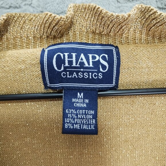 Chaps Metallic Gold Ruffle Collar Sweater-Sz M - Picture 4 of 8